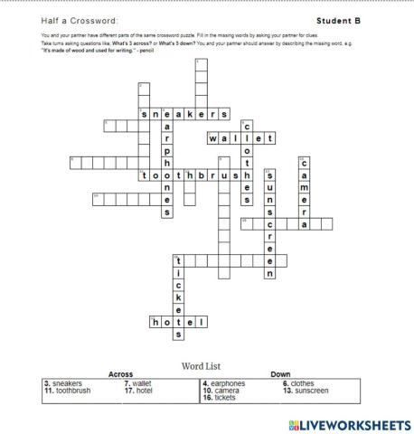 Half crossword B