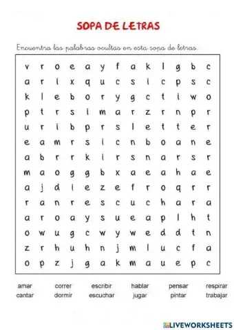 Sopa de letras de verbos