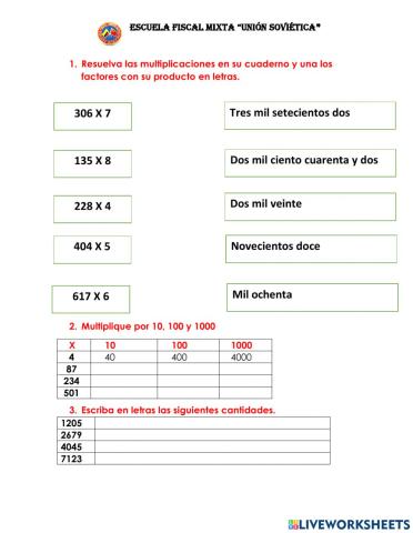 Multiplicacion con reagrupación
