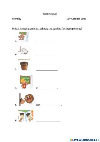 Spelling quiz week 34