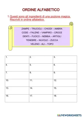 ordine alfabetico preverifica