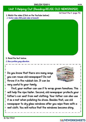 Unit 7-Helping Out (Reuse Old Newspaper)