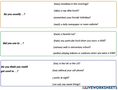 Present and past habits A