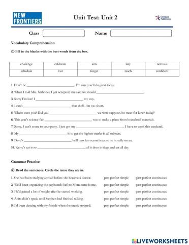 New Frontiers 4 : Unit 2 Review