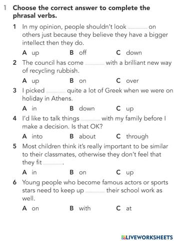 Phrasal Verbs WB Revision