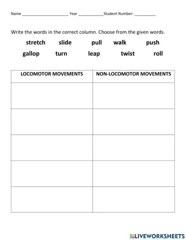 Locomotor and Non-locomotor Movements