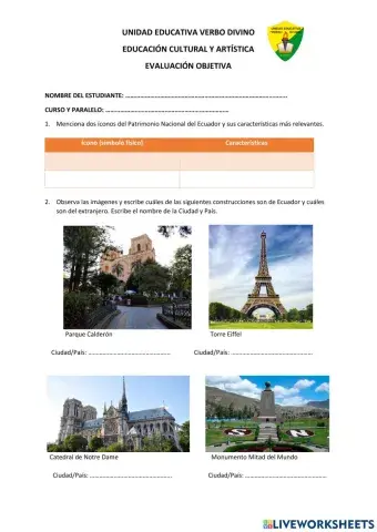 Evaluación objetiva - patrimonio cultural