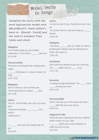 Verbos Modales en Canciones