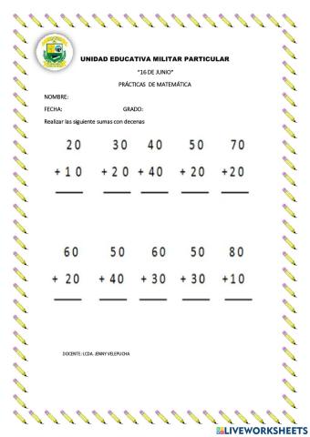 Sumas con decenas