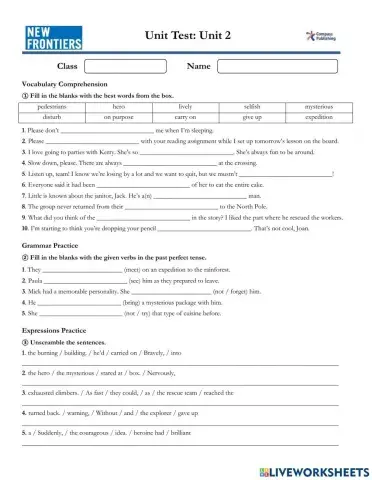 NEW FRONTIERS 5 : Unit 2 Review