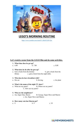 Lego's morning routine