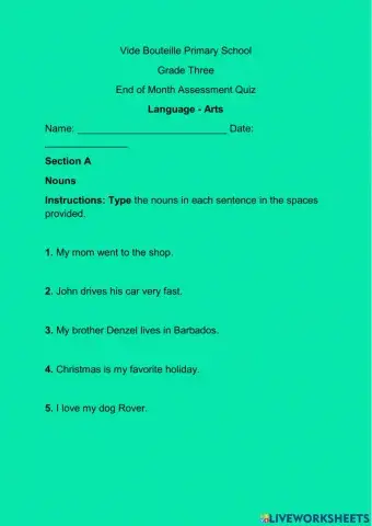 Grade 3 Language Quiz