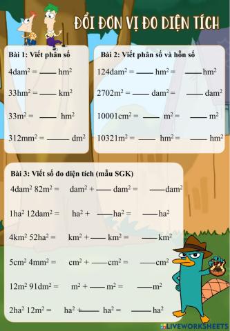 Đổi đơn vị đo diện tích