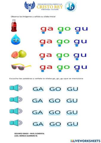 Sílabas  ga - go - gu