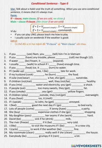 Conditional Sentence Type 0