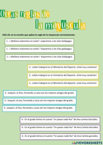 Otras reglas de la mayúscula