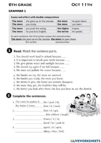 Double comparatives 6th grade