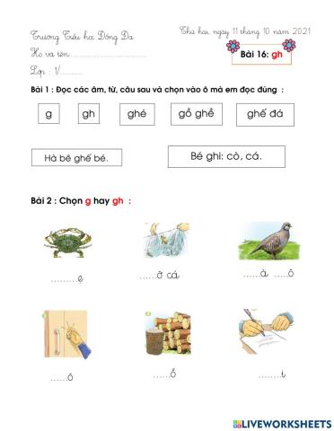 Bài tập  Bài gh