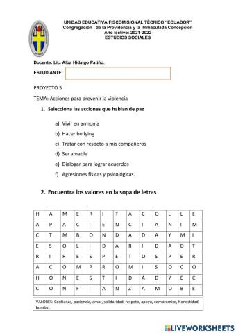 Acciones para prevenir la violencia