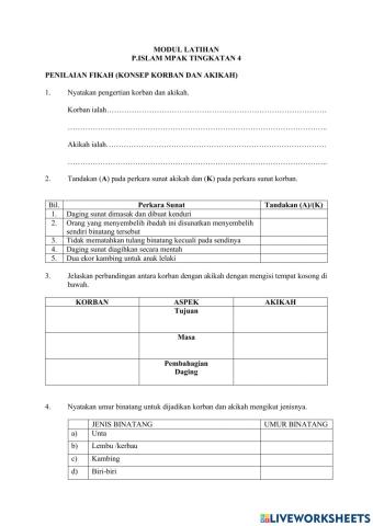 Latihan p.islam mpak t4 (korban dan akikah)