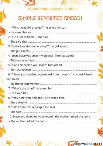 Simple reported speech (2)