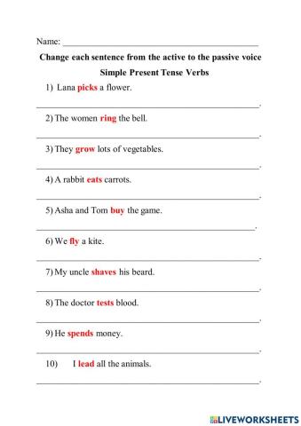 Change the Active to the Passive Voice (with simple present tense verbs)