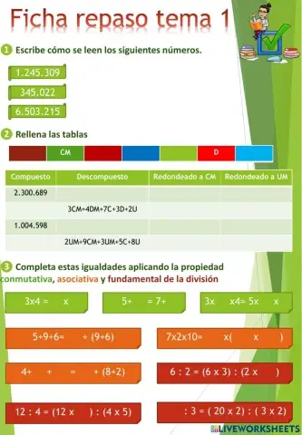 Ficha de repaso tema 1- Matemáticas 6º