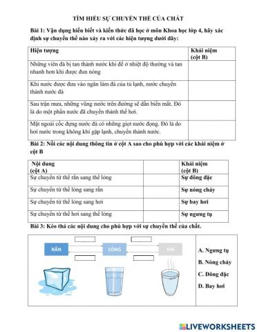 Tính chất và sự chuyển thể của chất