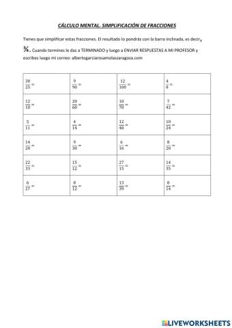Simplificación de fracciones