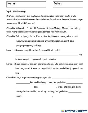 BM SJKC Tahun 5 : Tema 7: Unit 19: Tajuk Mari Berniaga