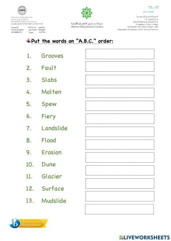 Earth Surface - vocabulary