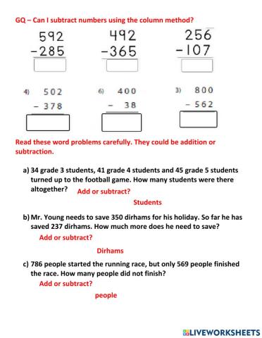 Subtract across zero