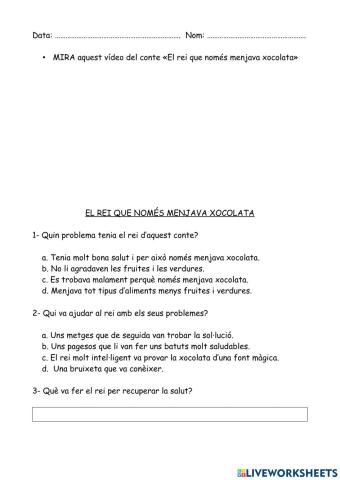 El rei que només menjava xocolata