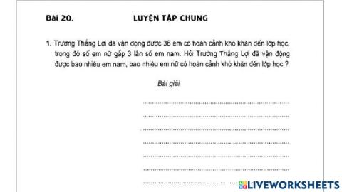 Bài tập toán thứ 6 15 -10