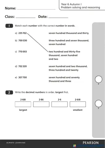 Y6 Autumn1 Problem solving and reasoning
