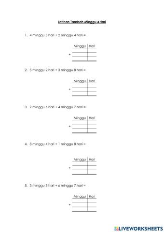 Tambah Minggu & Hari