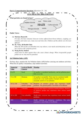 Haze Comprehension Questions