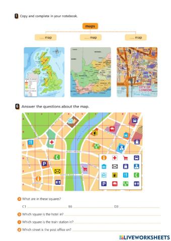 Physical, political and street maps