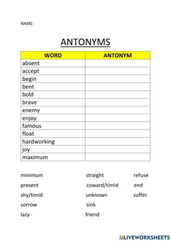 Antonyms and synonyms