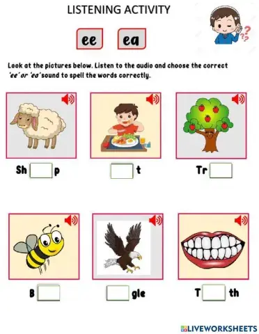 Ee and ea sound worksheet