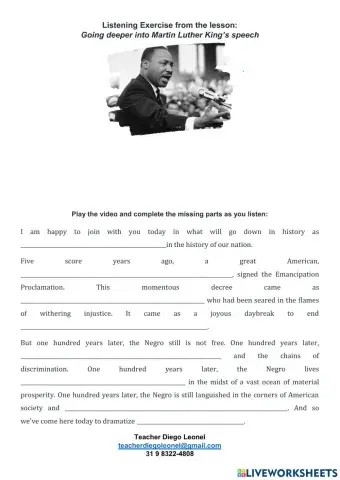 Going deeper into Martin Luther King's speech - listening