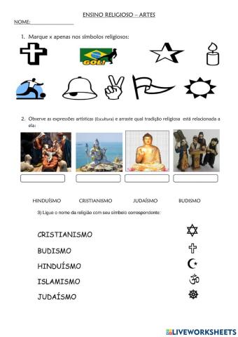 Símbolos e esculturas religiosas