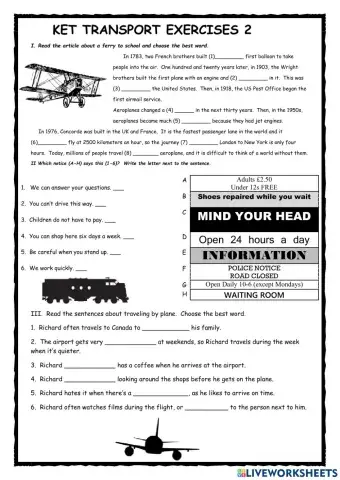 KET Transport Exercises 2