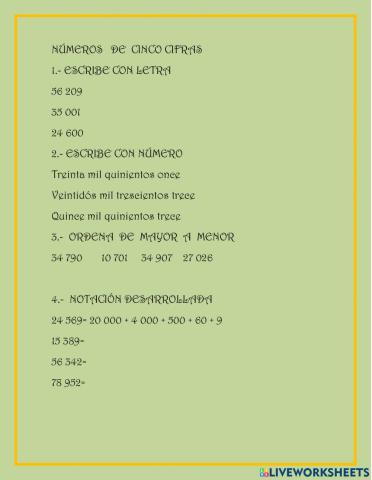Números de 5 cifras