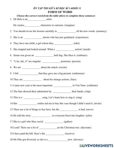 Ôn tập từ gia đình  unit 2 và 3