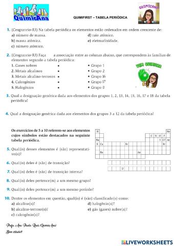 Quimifirst - Tabela Periódica