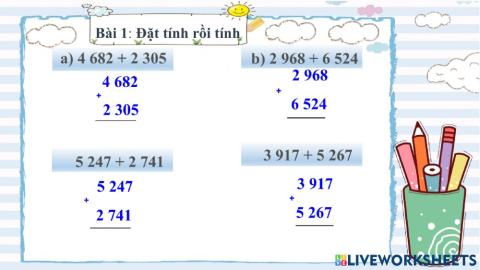 Phép cộng toán 4 bài 1