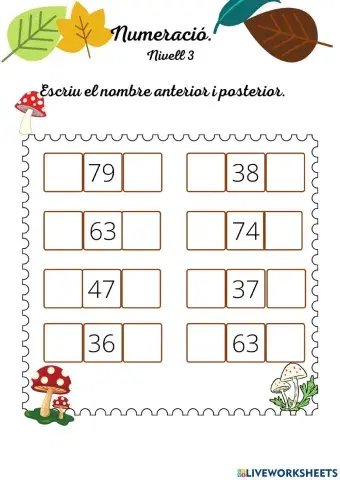 Anterior i posterior. Fitxa 3 Nivell 3
