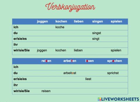 Netzwerk neu A1-Lek2-Verbkonjugation
