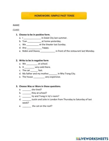 Simple past tense (was-were)